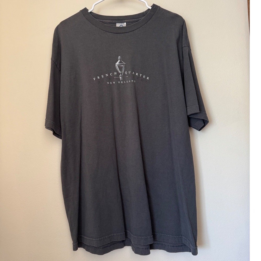 Vintage French Quarter New Orleans Graphic T-Shirt Black Oversized Made in USA